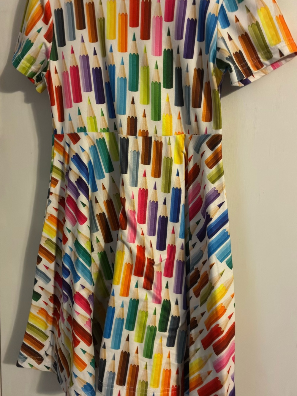 Girls' White Dress with Multicolor Pencil Print never worn